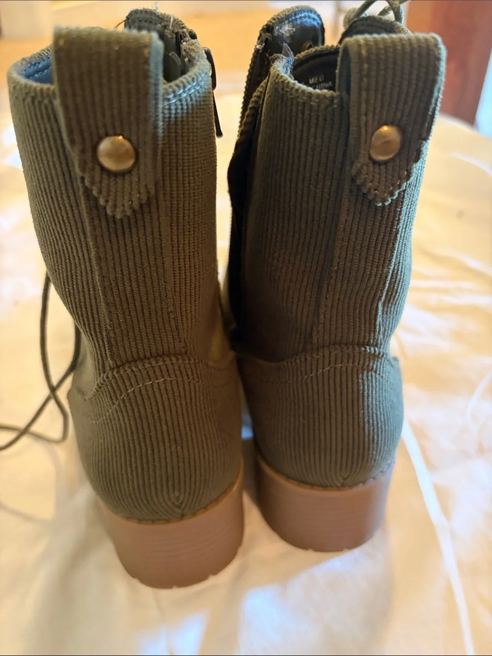 Sonoma Olive Lace-Up Combat Boots with Tan Lug Sole - Picture 5 of 9